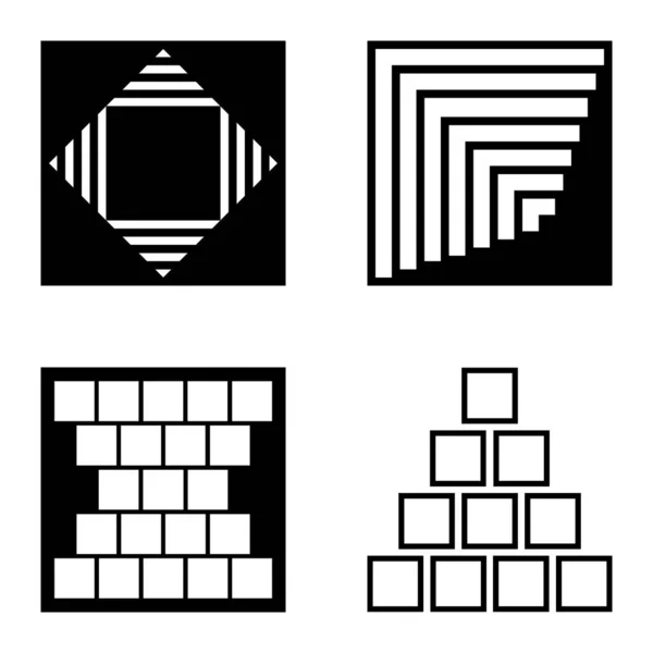 Square2 Flat Icon Set Isoliert Auf Weißem Hintergrund — Stockvektor