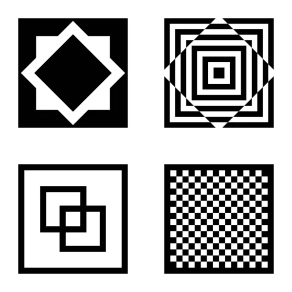 Square2 Platte Icoon Set Geïsoleerd Witte Achtergrond — Stockvector