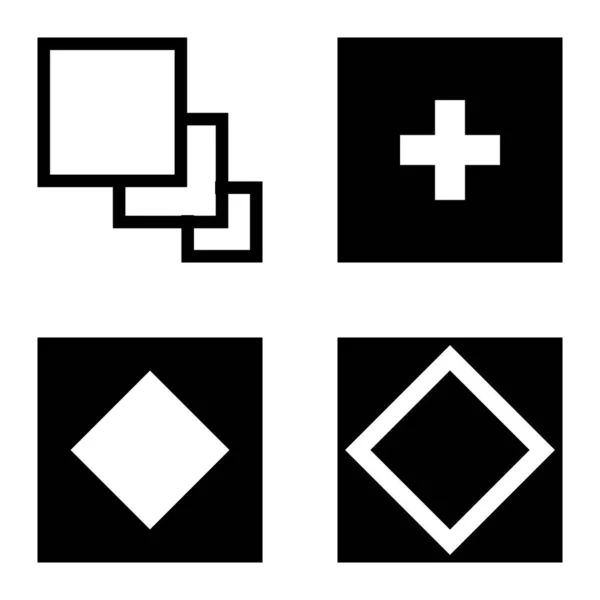 Square2 Flat Icon Set Isolated White Background — Stockvector