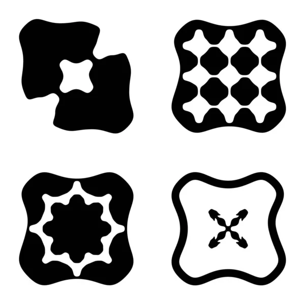 Square3 Flat Icon Set Isoliert Auf Weißem Hintergrund — Stockvektor