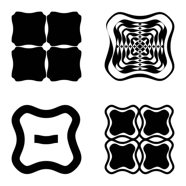 Square3 Flat Icon Set Isolated White Background — Image vectorielle