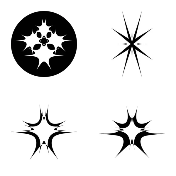 Starburst Flat Icon Set Isolated White Background — Stock Vector