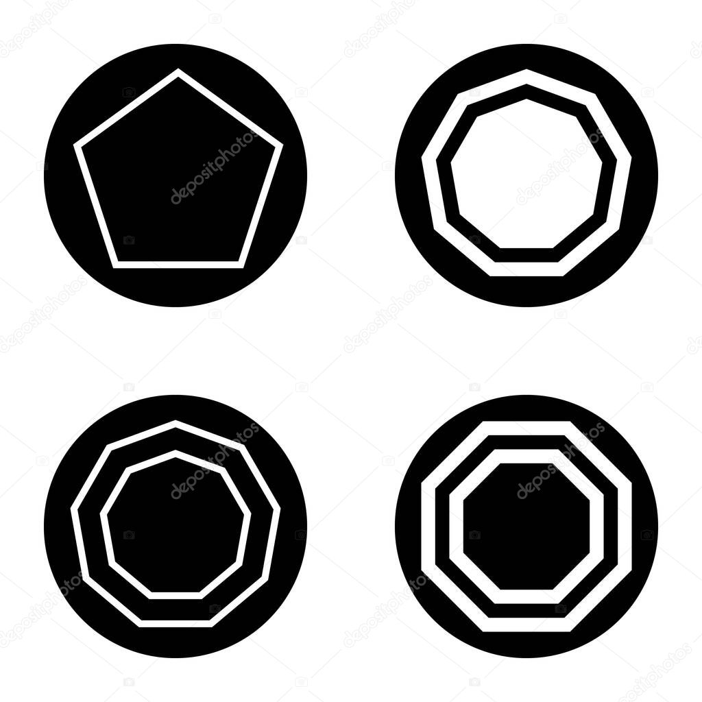 Polygon1-2cg Flat Icon Set Isolated On White Background