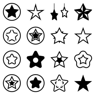 Yıldız Düz Simgesi Seti Beyaz Arkaplanda Ayrı Tutuldu