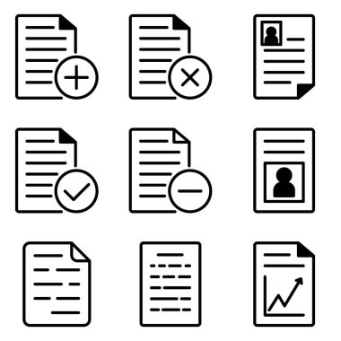 Dokümanlar Düz Simge Seti Beyaz Arkaplanda İzole Edildi