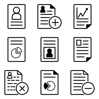 Dokümanlar Düz Simge Seti Beyaz Arkaplanda İzole Edildi