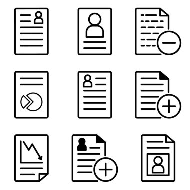 Dokümanlar Düz Simge Seti Beyaz Arkaplanda İzole Edildi