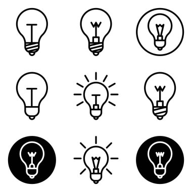 Ampuller Düz Simge Seti Beyaz Arkaplanda İzole Edildi