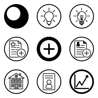 Daireler Düz Simge Seti Beyaz Arkaplanda İzole Edildi