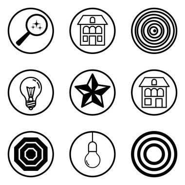 Daireler Düz Simge Seti Beyaz Arkaplanda İzole Edildi