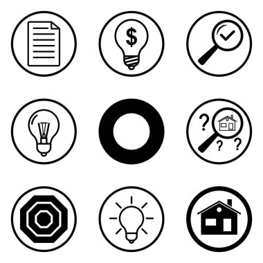 Daireler Düz Simge Seti Beyaz Arkaplanda İzole Edildi