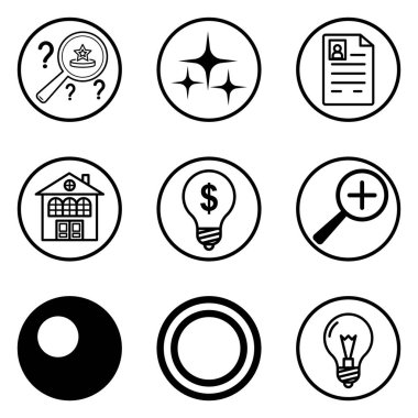 Daireler Düz Simge Seti Beyaz Arkaplanda İzole Edildi