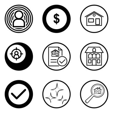 Daireler Düz Simge Seti Beyaz Arkaplanda İzole Edildi