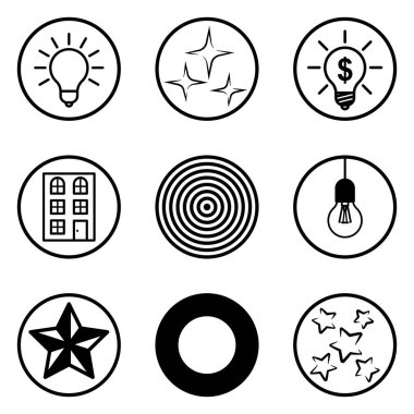 Daireler Düz Simge Seti Beyaz Arkaplanda İzole Edildi