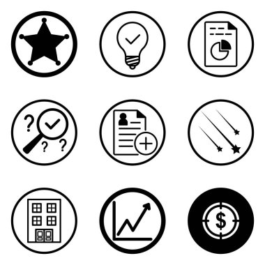 Daireler Düz Simge Seti Beyaz Arkaplanda İzole Edildi