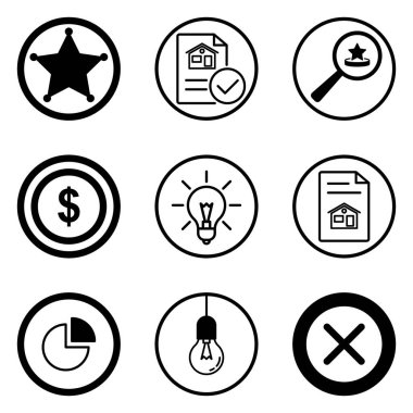 Daireler Düz Simge Seti Beyaz Arkaplanda İzole Edildi