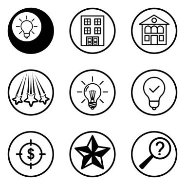 Daireler Düz Simge Seti Beyaz Arkaplanda İzole Edildi