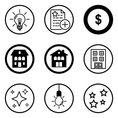 Daireler Düz Simge Seti Beyaz Arkaplanda İzole Edildi