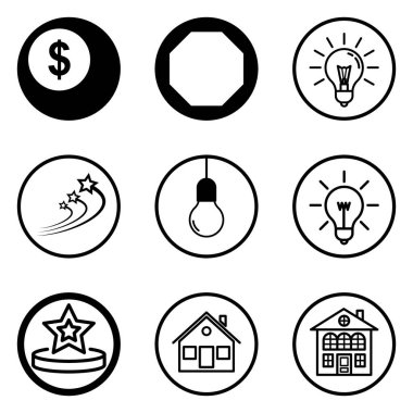 Daireler Düz Simge Seti Beyaz Arkaplanda İzole Edildi