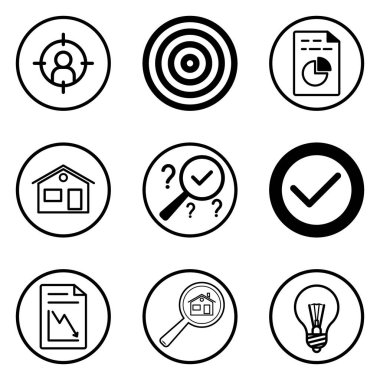 Daireler Düz Simge Seti Beyaz Arkaplanda İzole Edildi