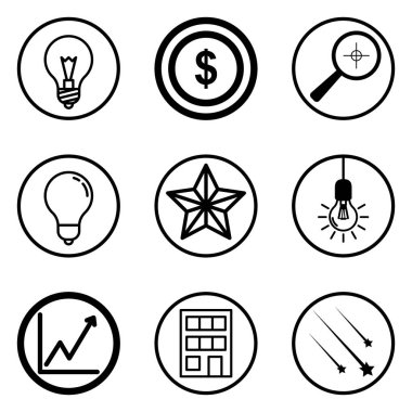 Daireler Düz Simge Seti Beyaz Arkaplanda İzole Edildi