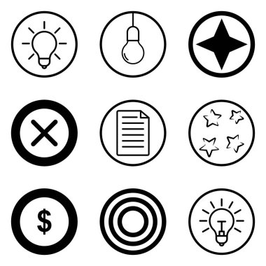 Daireler Düz Simge Seti Beyaz Arkaplanda İzole Edildi