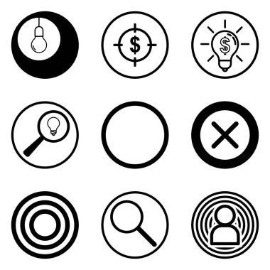 Daireler Düz Simge Seti Beyaz Arkaplanda İzole Edildi