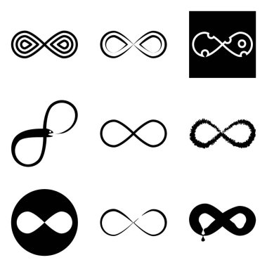 Sonsuz Düz Simge Seti Beyaz Arkaplanda İzole Edildi