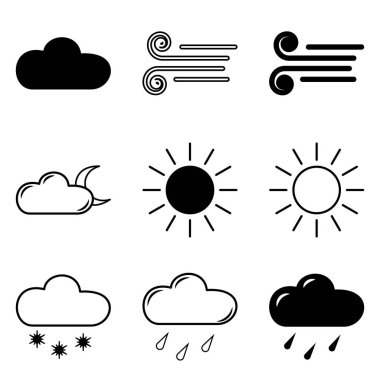 Hava Durumu Düz Simgesi Beyaz Arkaplanda İzole Edildi