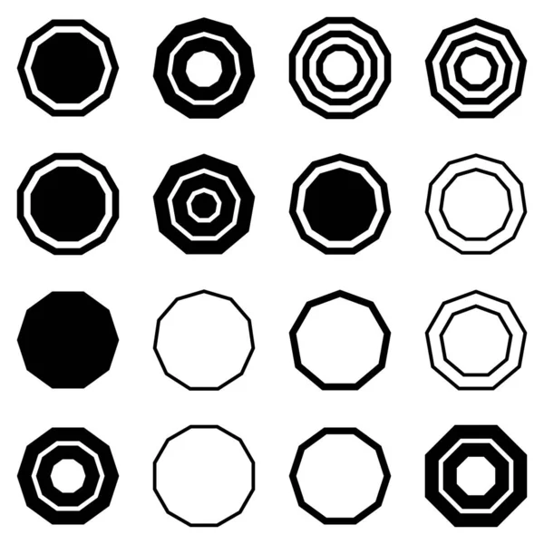 Ensemble Icônes Plates Polygone Isolé Sur Fond Blanc — Image vectorielle
