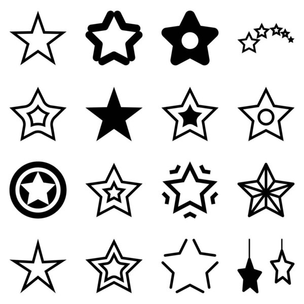Stars Flat Icon Set Isolated On White Background