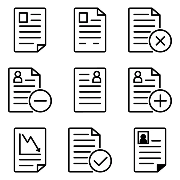 Docs Flat Icon Set Izolované Bílém Pozadí — Stockový vektor