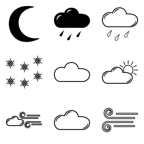 Weather Flat Icon Set Isolated White Background — Stock Vector