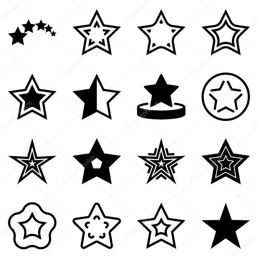Stars Flat Icon Set Isolated On White Background