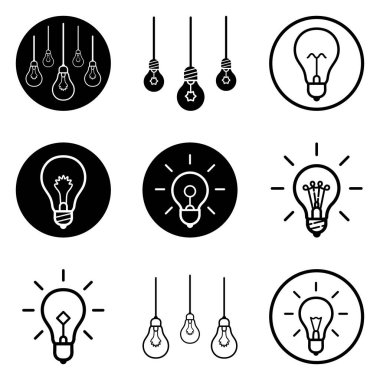 Bulbs3 Düz Simge Seti Beyaz Arkaplanda İzole Edildi