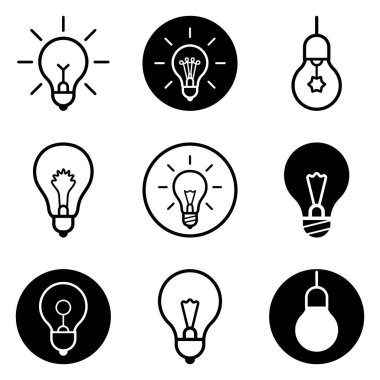 Bulbs3 Düz Simge Seti Beyaz Arkaplanda İzole Edildi