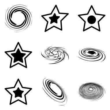 Yıldız2 Düz Simge Seti Beyaz Arkaplanda İzole Edildi