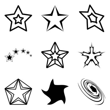 Yıldız2 Düz Simge Seti Beyaz Arkaplanda İzole Edildi