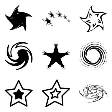 Yıldız2 Düz Simge Seti Beyaz Arkaplanda İzole Edildi