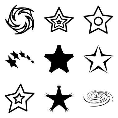 Yıldız2 Düz Simge Seti Beyaz Arkaplanda İzole Edildi