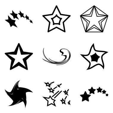 Yıldız2 Düz Simge Seti Beyaz Arkaplanda İzole Edildi