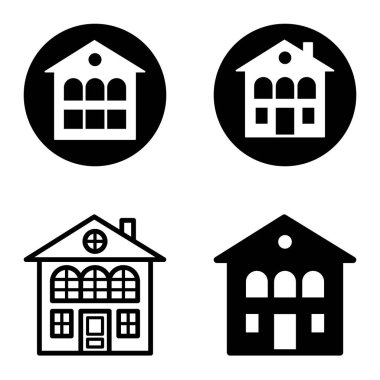 Düz Simge Seti Beyaz Arkaplanda Ayrı Tutulan Evler