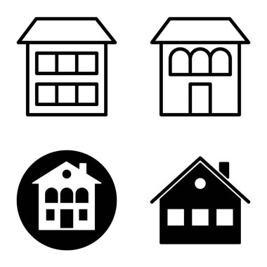 Düz Simge Seti Beyaz Arkaplanda Ayrı Tutulan Evler