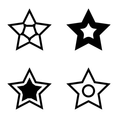 Yıldız Düz Simgesi Seti Beyaz Arkaplanda Ayrı Tutuldu