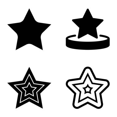 Yıldız Düz Simgesi Seti Beyaz Arkaplanda Ayrı Tutuldu