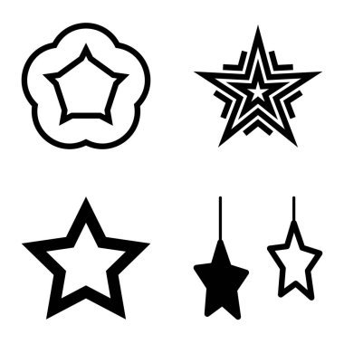 Yıldız Düz Simgesi Seti Beyaz Arkaplanda Ayrı Tutuldu