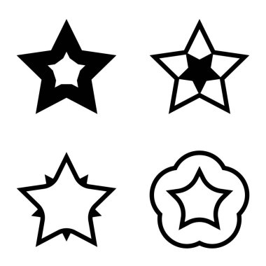 Yıldız Düz Simgesi Seti Beyaz Arkaplanda Ayrı Tutuldu