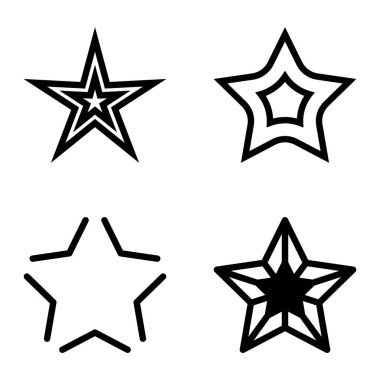 Yıldız Düz Simgesi Seti Beyaz Arkaplanda Ayrı Tutuldu