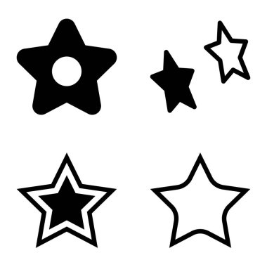 Yıldız Düz Simgesi Seti Beyaz Arkaplanda Ayrı Tutuldu