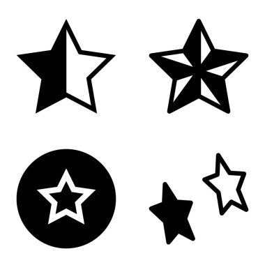 Yıldız Düz Simgesi Seti Beyaz Arkaplanda Ayrı Tutuldu